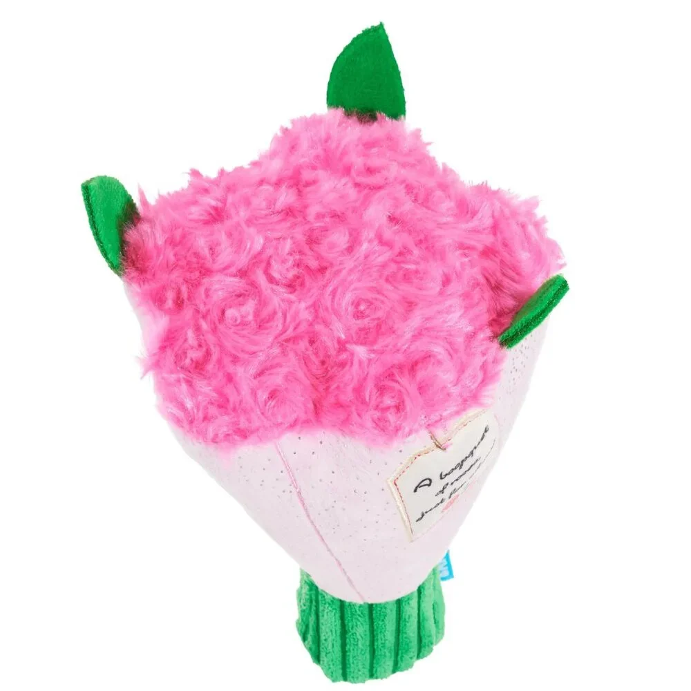 NWT BARK Boopquet of Roses Bouquet of Flowers Dog Toy, Pink & Green, M-L 20+ lbs